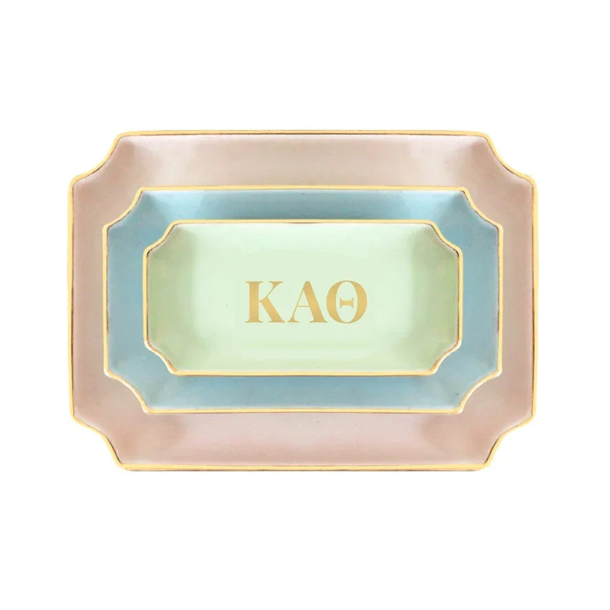 Kappa Alpha Theta Gold Monogram Ceramic Decorative Tray