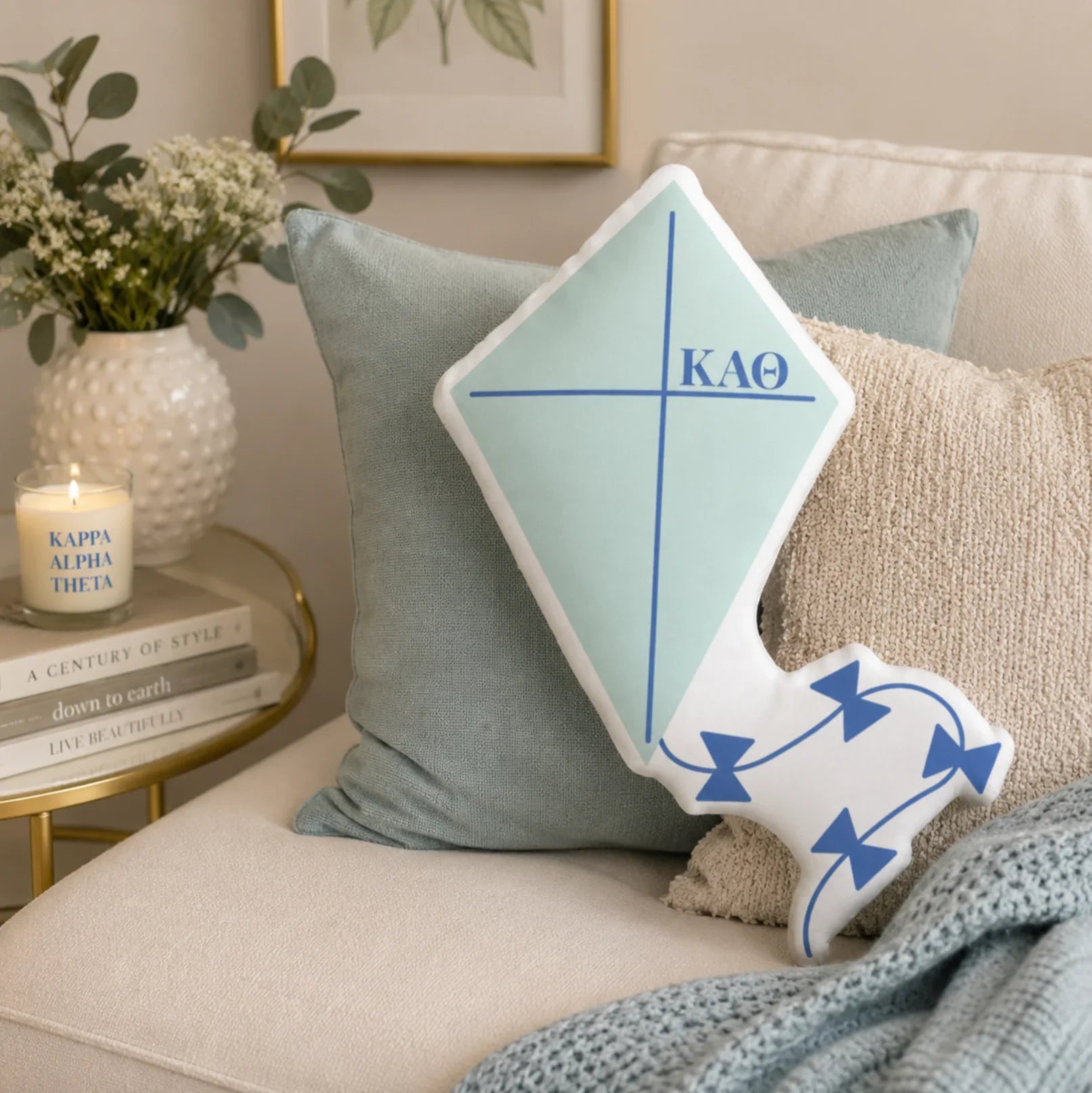 Kappa Alpha Theta Kite Custom Shape Throw Pillow Room