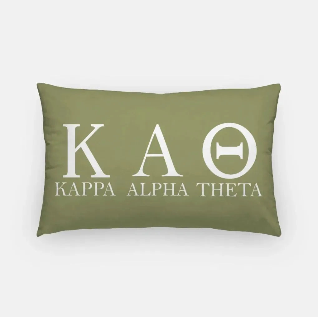 Kappa Alpha Theta Lumbar Pillow - Greek Letters Green