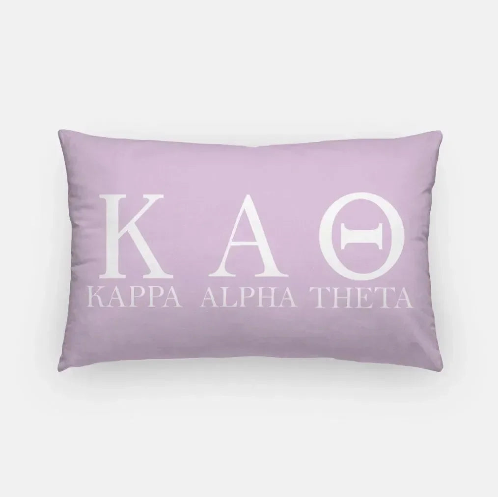Kappa Alpha Theta Lumbar Pillow - Greek Letters Purple