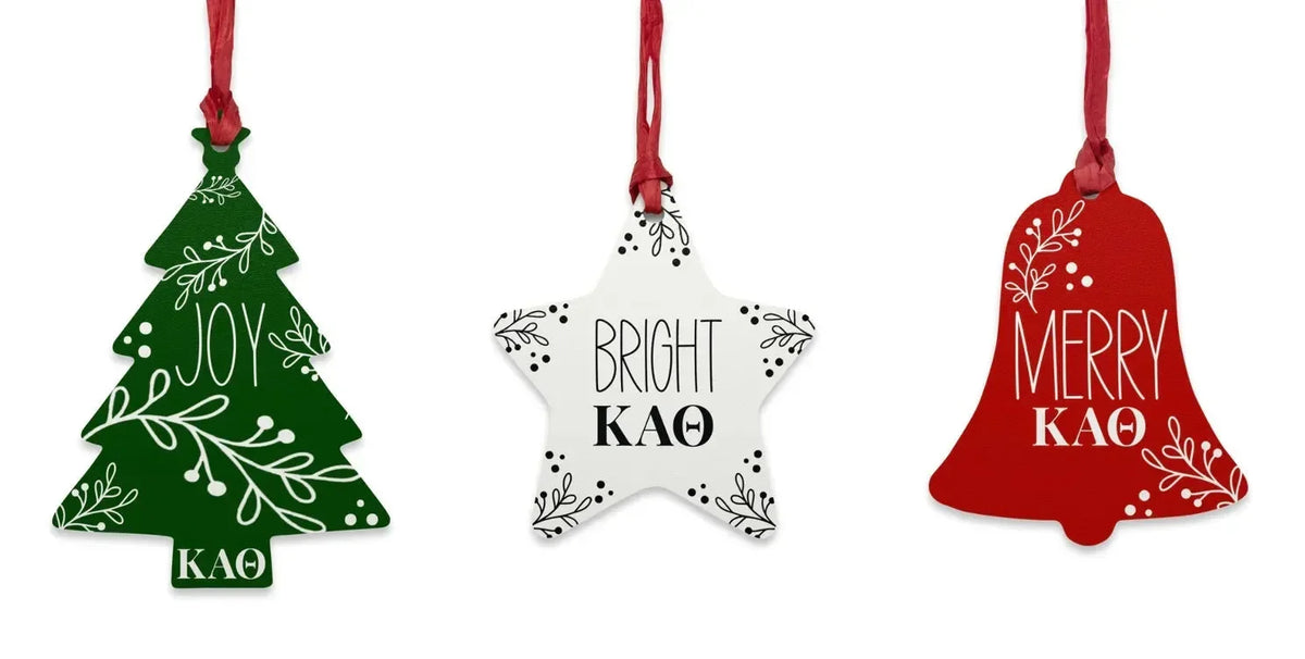 Kappa Alpha Theta Wood Christmas Ornaments / Magnets (Set of 3) Holiday Ornaments