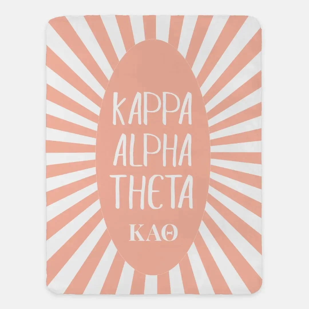 Kappa Alpha Theta XL 60x80 Sherpa Throw Blanket - Pink Starburst