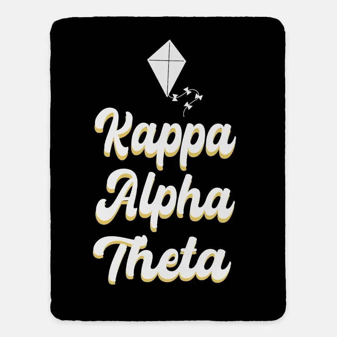 Kappa Alpha Theta XL 60x80 Sherpa Throw Blanket - Retro Throw Blankets