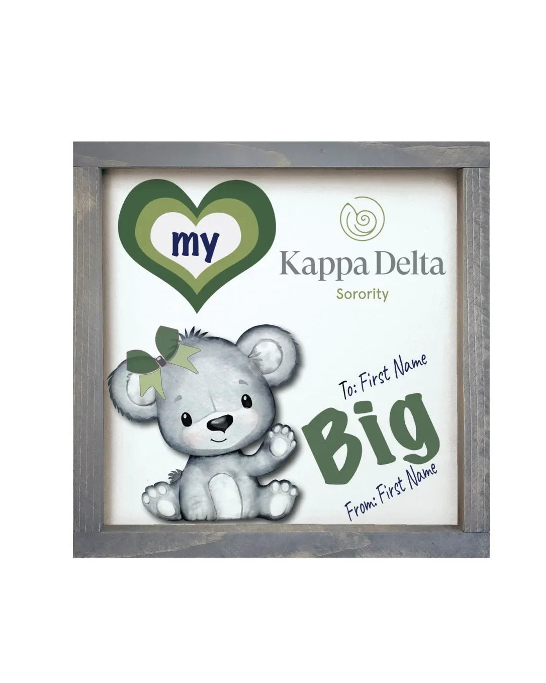 Kappa Delta 12x12 Love My Big - Love My Little Wood Framed Sign Big Weathered Gray Wall Art & Signs