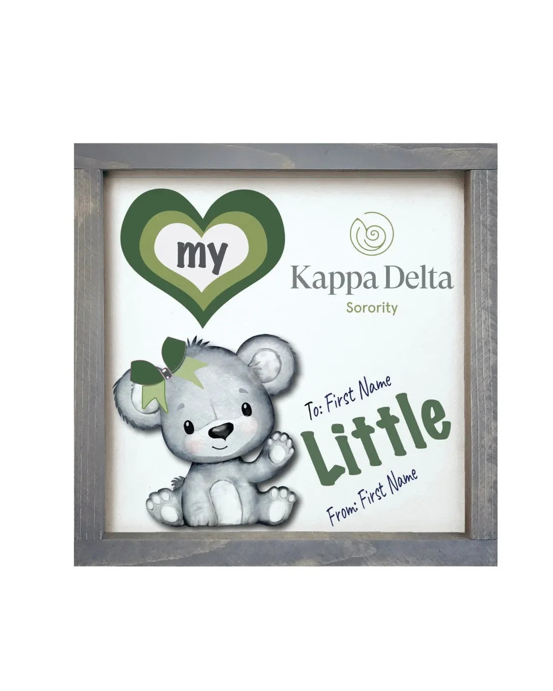 Kappa Delta 12x12 Love My Big - Love My Little Wood Framed Sign Little Weathered Gray Wall Art & Signs