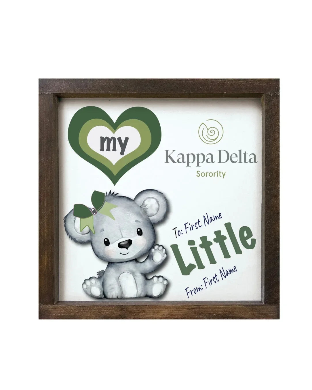Kappa Delta 12x12 Love My Big - Love My Little Wood Framed Sign Little Walnut Stain Wall Art & Signs