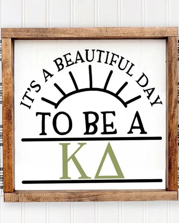 Kappa Delta 12x12 Wood Framed Sign - Beautiful Day Wall Art & Signs