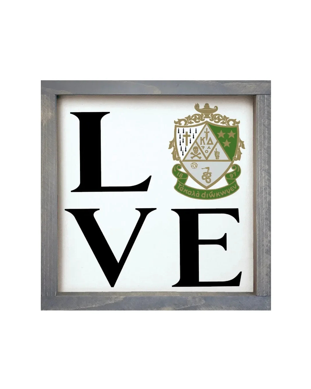 Kappa Delta 12x12 Wood Framed Sign - "LOVE" Crest Wall Art & Signs
