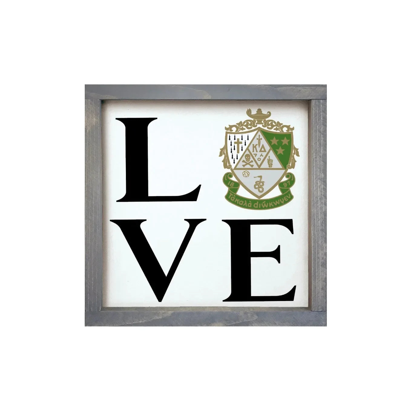 Kappa Delta 12x12 Wood Framed Sign - "LOVE" Crest Wall Art & Signs