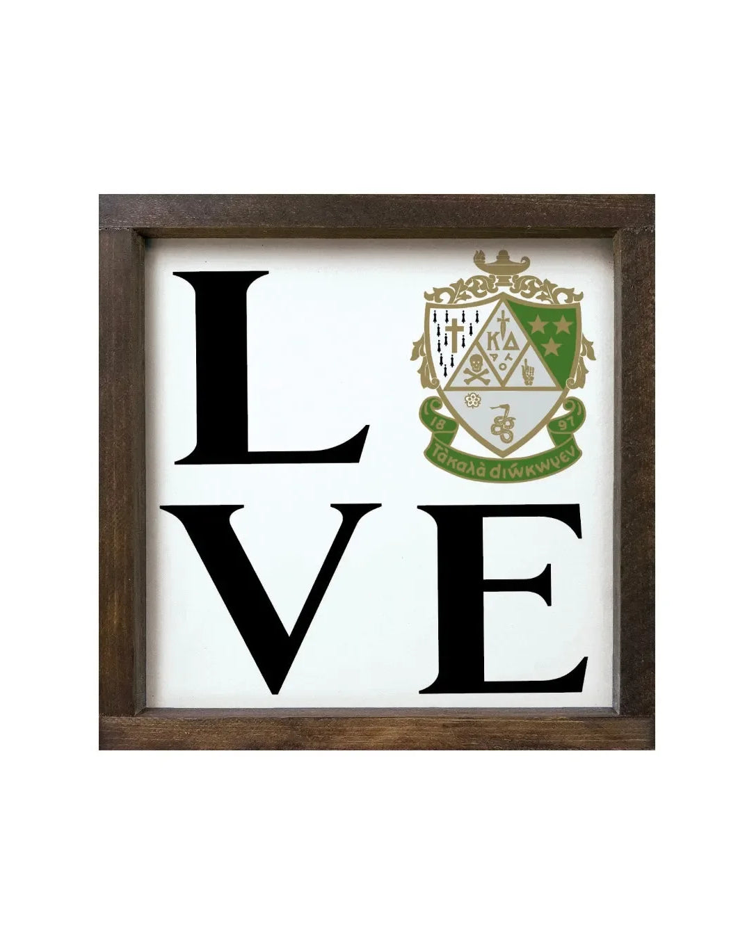 Kappa Delta 12x12 Wood Framed Sign - "LOVE" Crest Wall Art & Signs