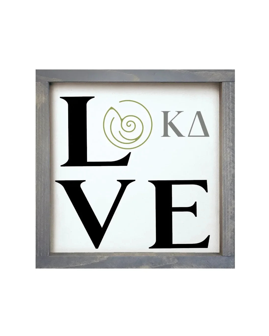 Kappa Delta 12x12 Wood Framed Sign - "LOVE" Weathered Gray Wall Art & Signs