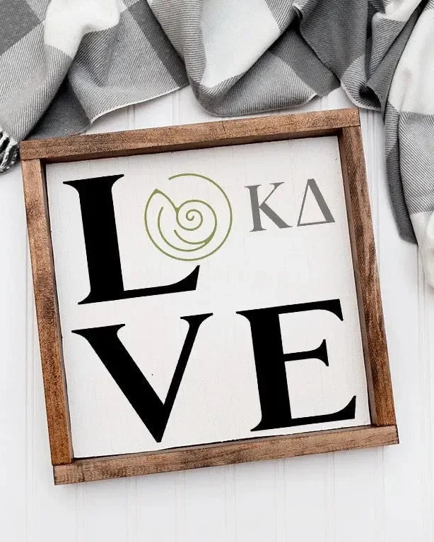 Kappa Delta 12x12 Wood Framed Sign - "LOVE" Wall Art & Signs