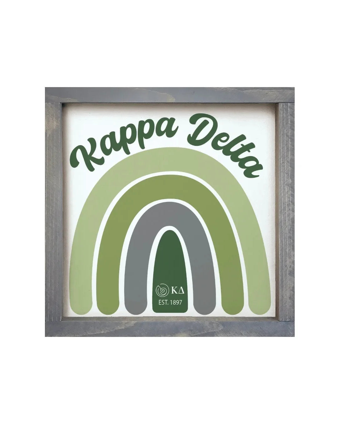 Kappa Delta 12x12 Wood Framed Sign - Rainbow Weathered Gray Wall Art & Signs