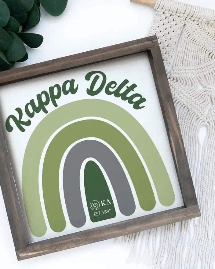 Kappa Delta 12x12 Wood Framed Sign - Rainbow Wall Art & Signs