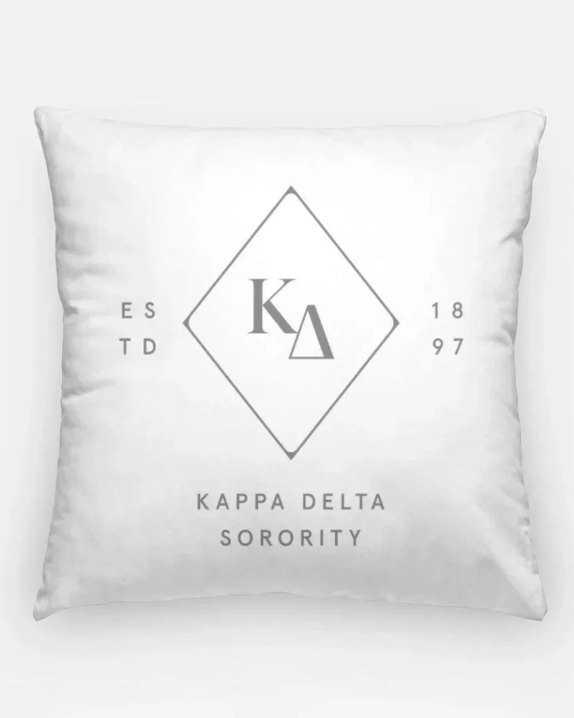 Kappa Delta 18" Throw Pillow - Greek Diamond Soft Gray