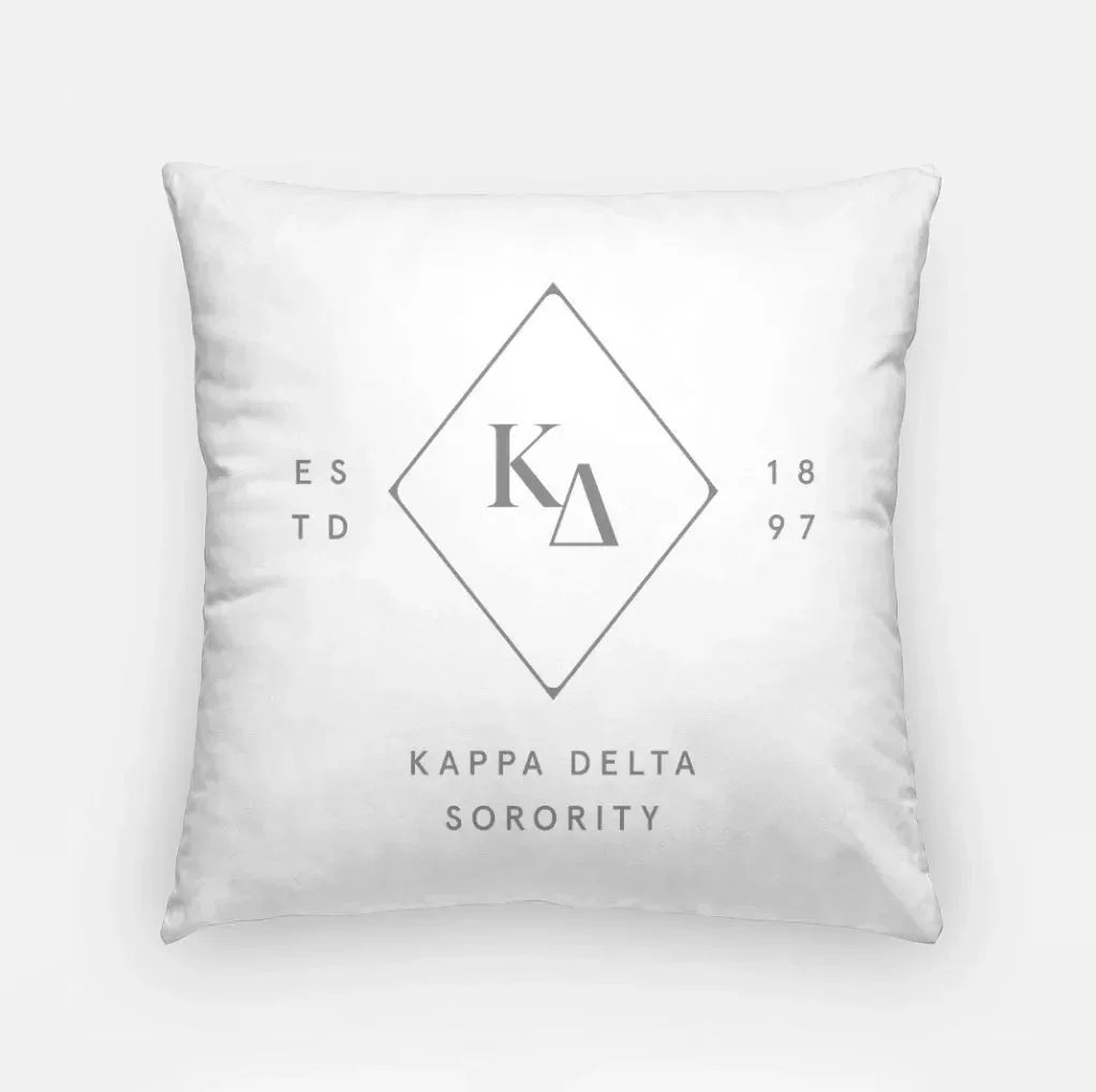 Kappa Delta 18" Throw Pillow - Greek Diamond Soft Gray
