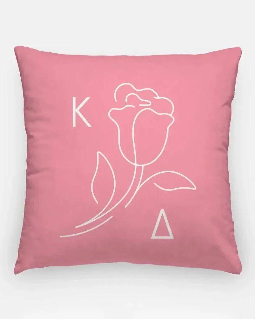 Kappa Delta 18" Throw Pillow - Greek Rose Logo Active Pink