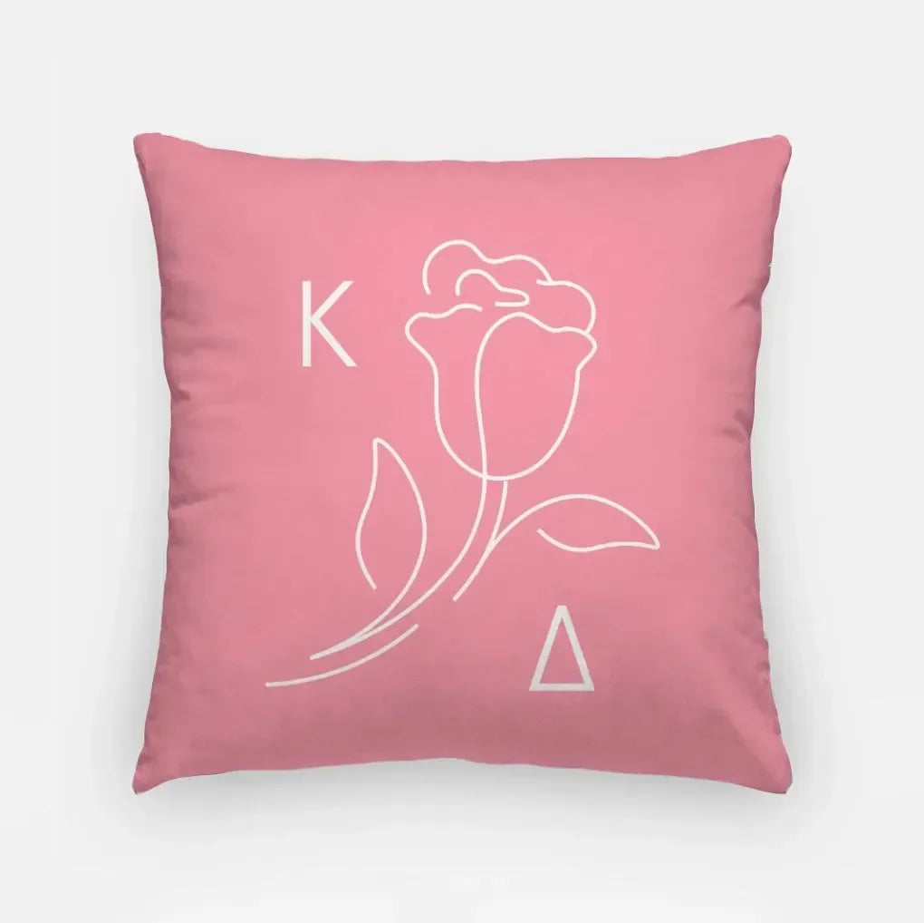 Kappa Delta 18" Throw Pillow - Greek Rose Logo Active Pink
