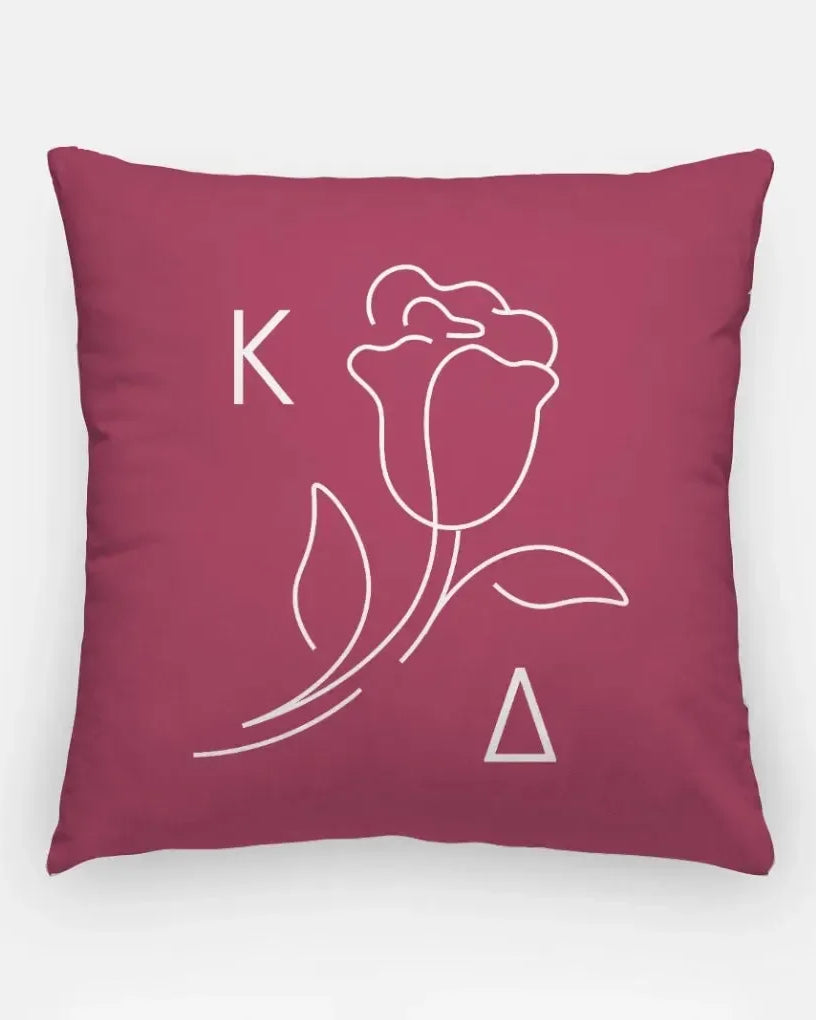 Kappa Delta 18" Throw Pillow - Greek Rose Logo Bold Burgundy