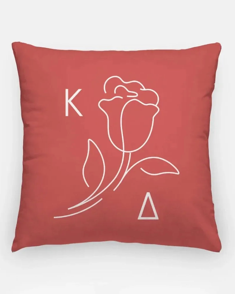 Kappa Delta 18" Throw Pillow - Greek Rose Logo Curious Clay