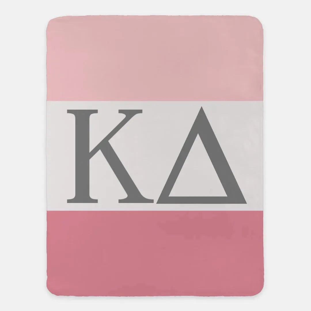 Kappa Delta XL 60x80 Sherpa Throw Blanket - Color Block Blush Pink Throw Blankets