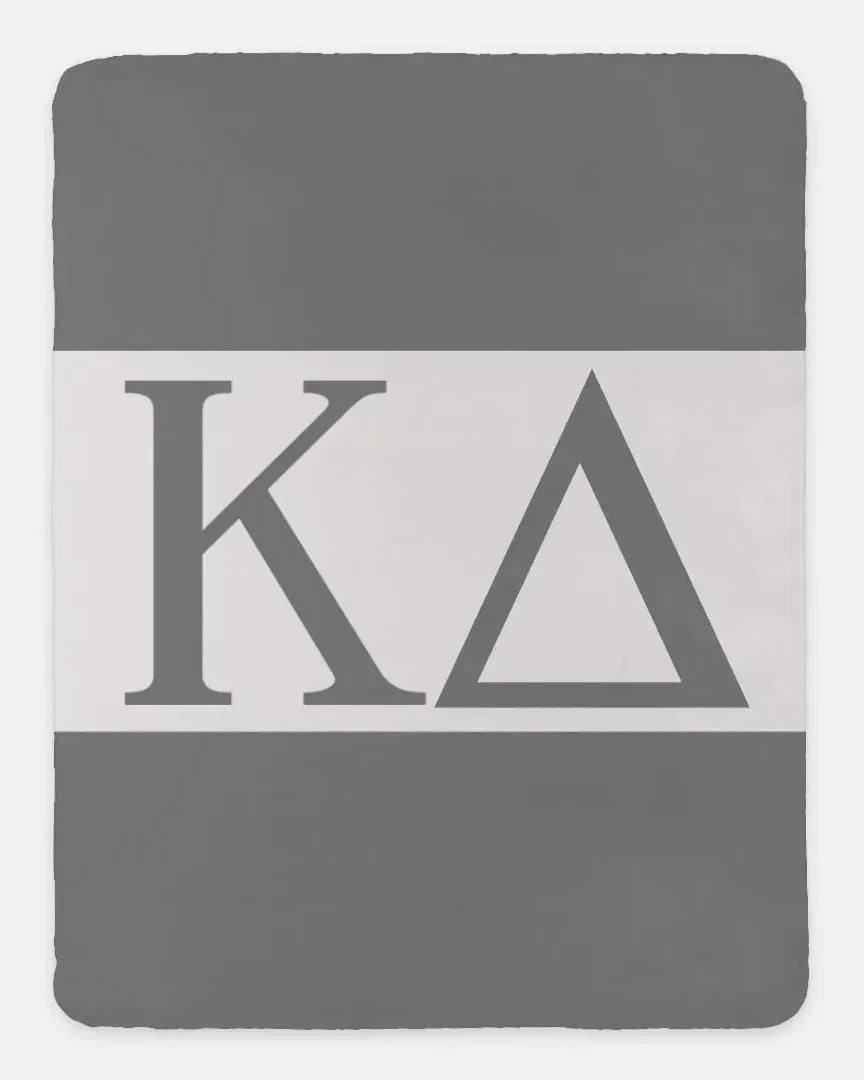 Kappa Delta XL 60x80 Sherpa Throw Blanket - Color Block Soft Gray Throw Blankets