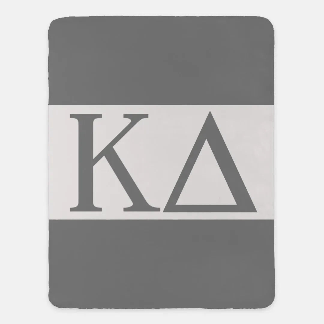 Kappa Delta XL 60x80 Sherpa Throw Blanket - Color Block Soft Gray Throw Blankets