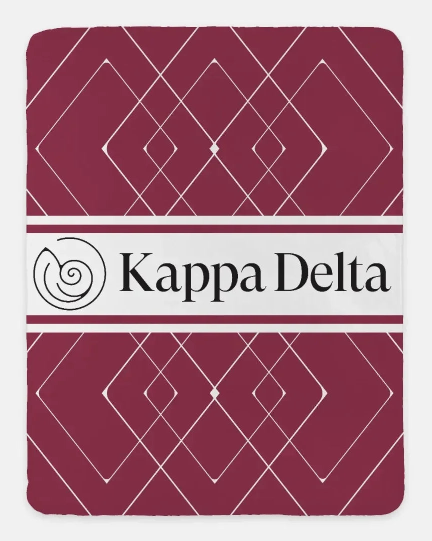 Kappa Delta XL 60x80 Sherpa Throw Blanket - Diamond Pattern Burgundy Throw Blankets