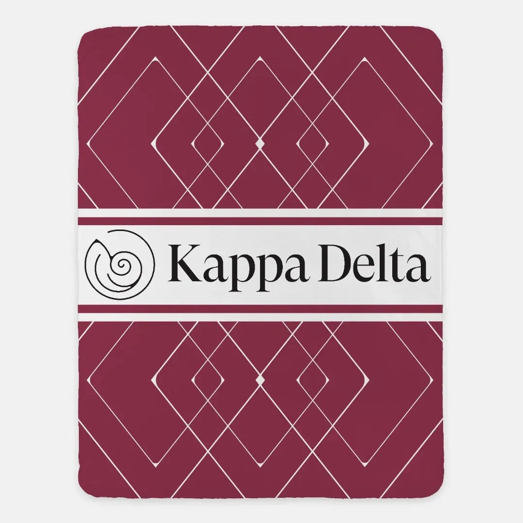 Kappa Delta XL 60x80 Sherpa Throw Blanket - Diamond Pattern Burgundy Throw Blankets