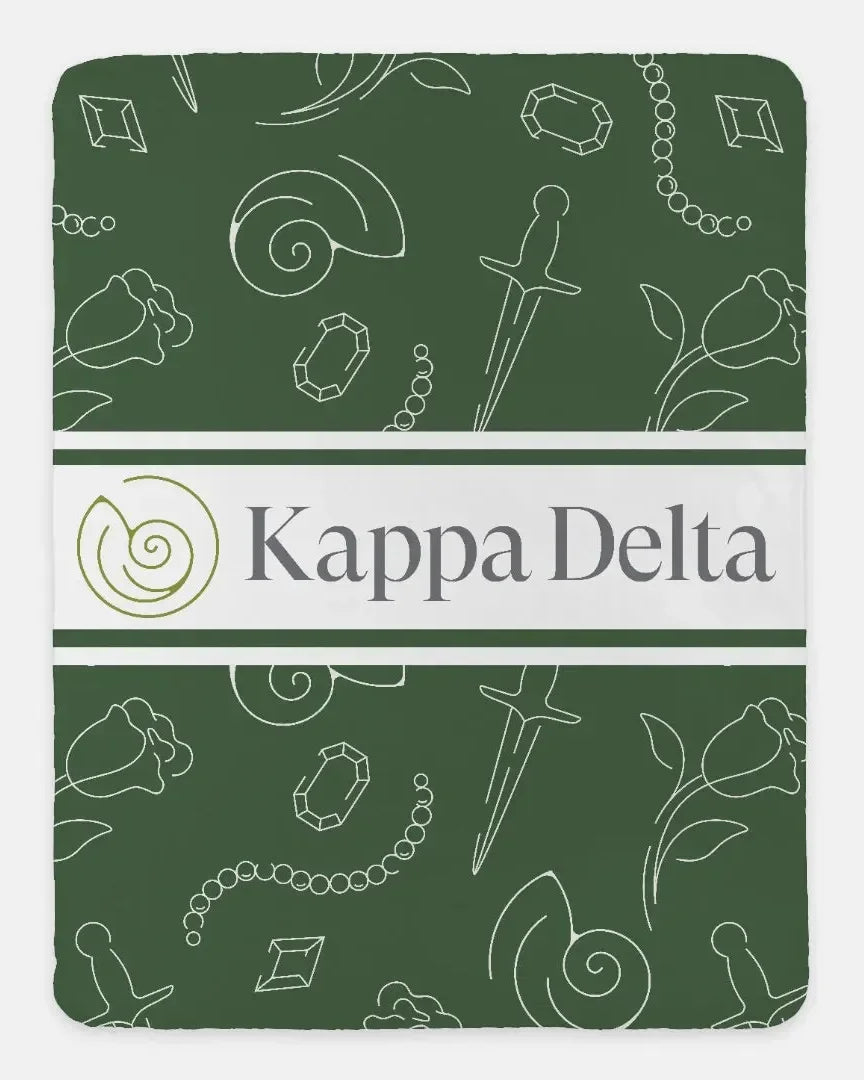 Kappa Delta XL 60x80 Sherpa Throw Blanket Icon Pattern Dark Olive Throw Blankets