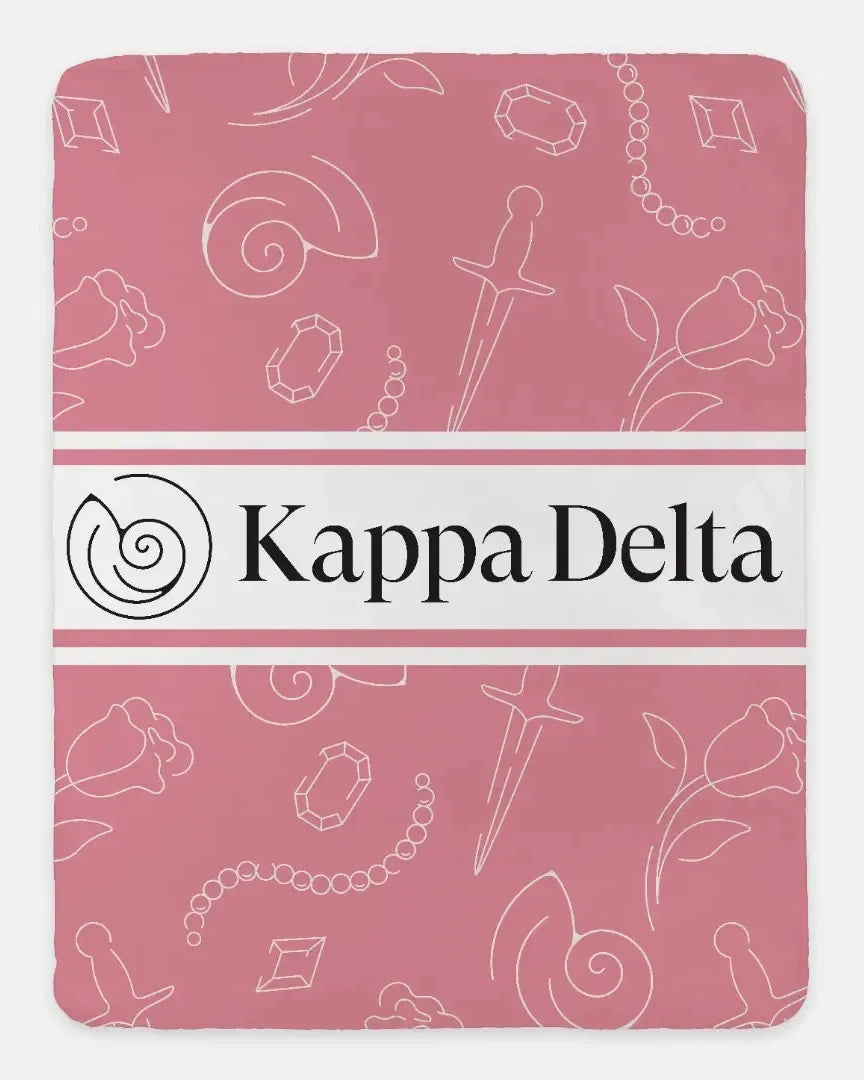 Kappa Delta XL 60x80 Sherpa Throw Blanket Icon Pattern Active Pink Throw Blankets