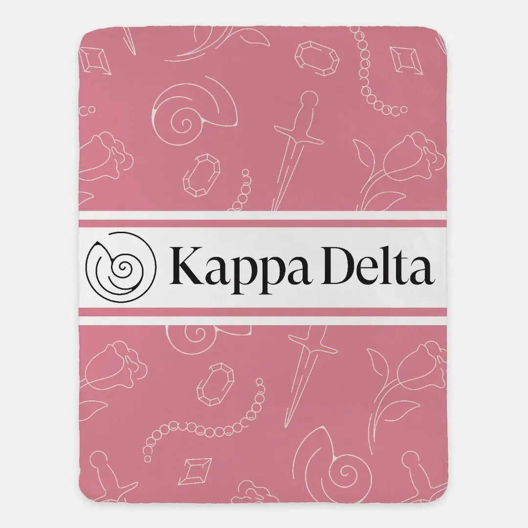 Kappa Delta XL 60x80 Sherpa Throw Blanket Icon Pattern Active Pink Throw Blankets