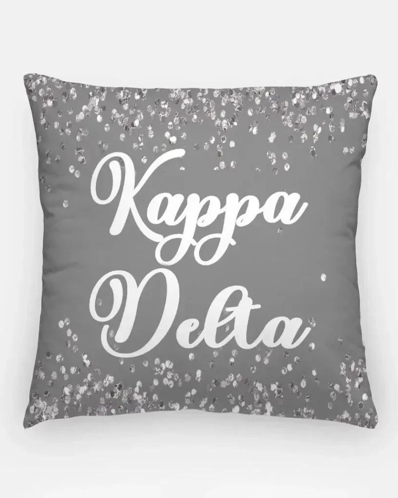 Kappa Delta Glitter 18" Throw Pillow Soft Gray