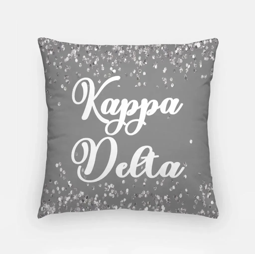 Kappa Delta Glitter 18" Throw Pillow Soft Gray