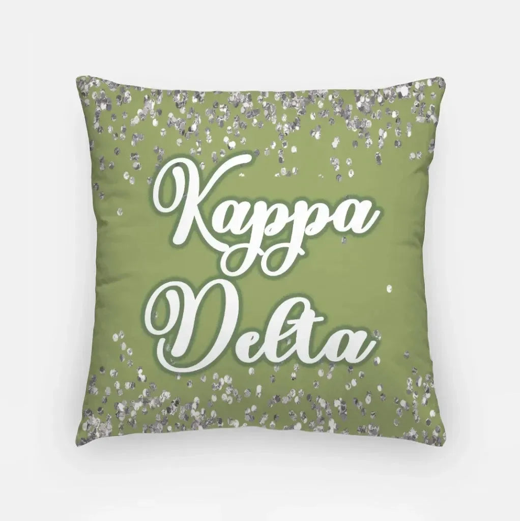 Kappa Delta Glitter 18" Throw Pillow Olive