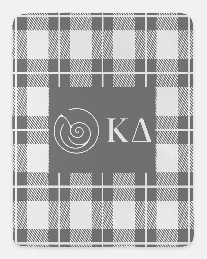 Kappa Delta XL 60x80 Plaid Sherpa Throw Blanket Soft Gray