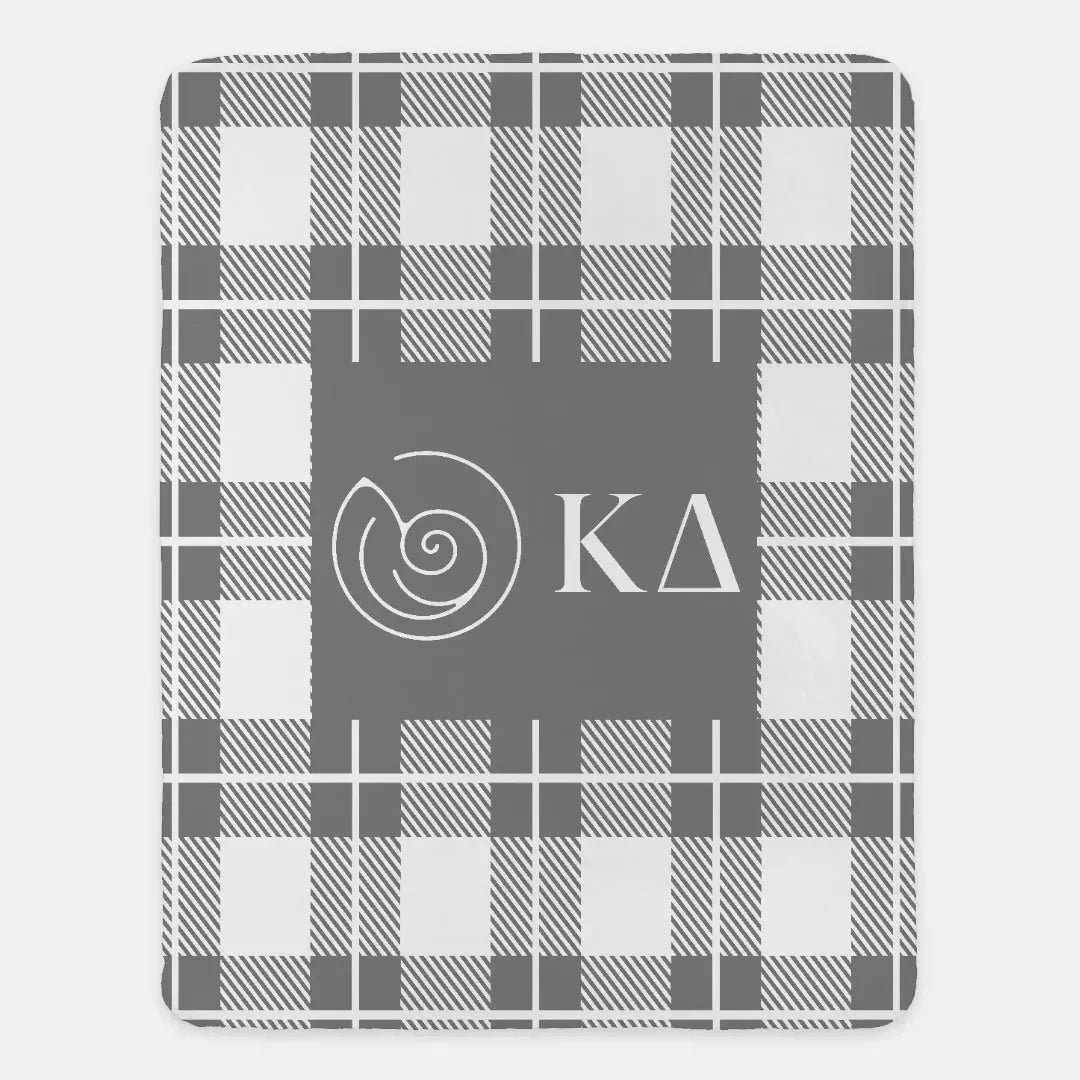 Kappa Delta XL 60x80 Plaid Sherpa Throw Blanket Soft Gray