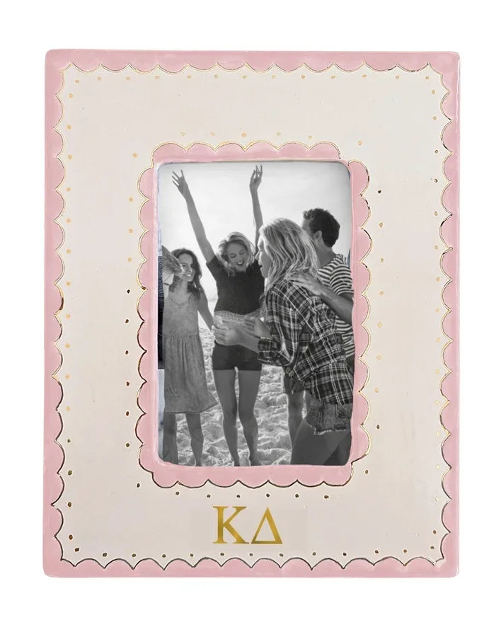 Kappa Delta Scallop Monogrammed Picture Frame Pink
