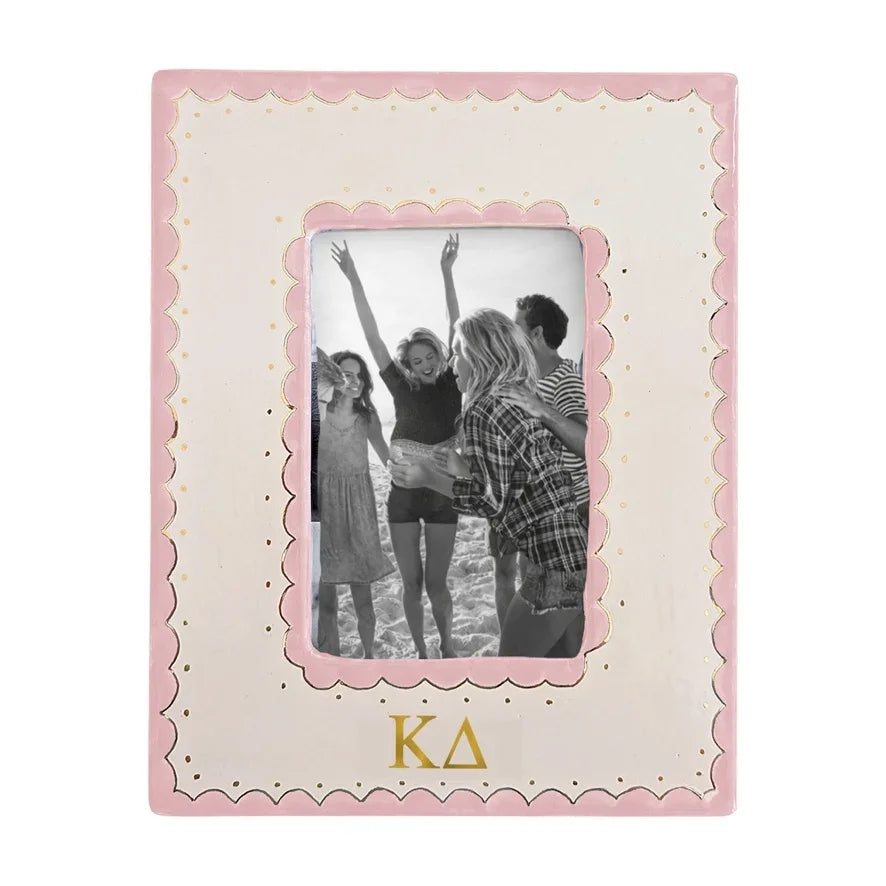 Kappa Delta Scallop Monogrammed Picture Frame Pink