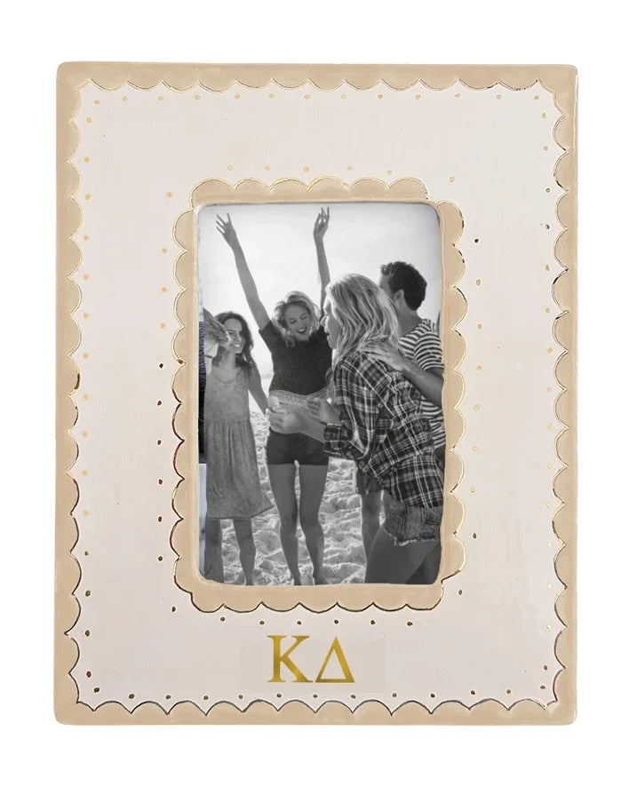 Kappa Delta Scallop Monogrammed Picture Frame Tan