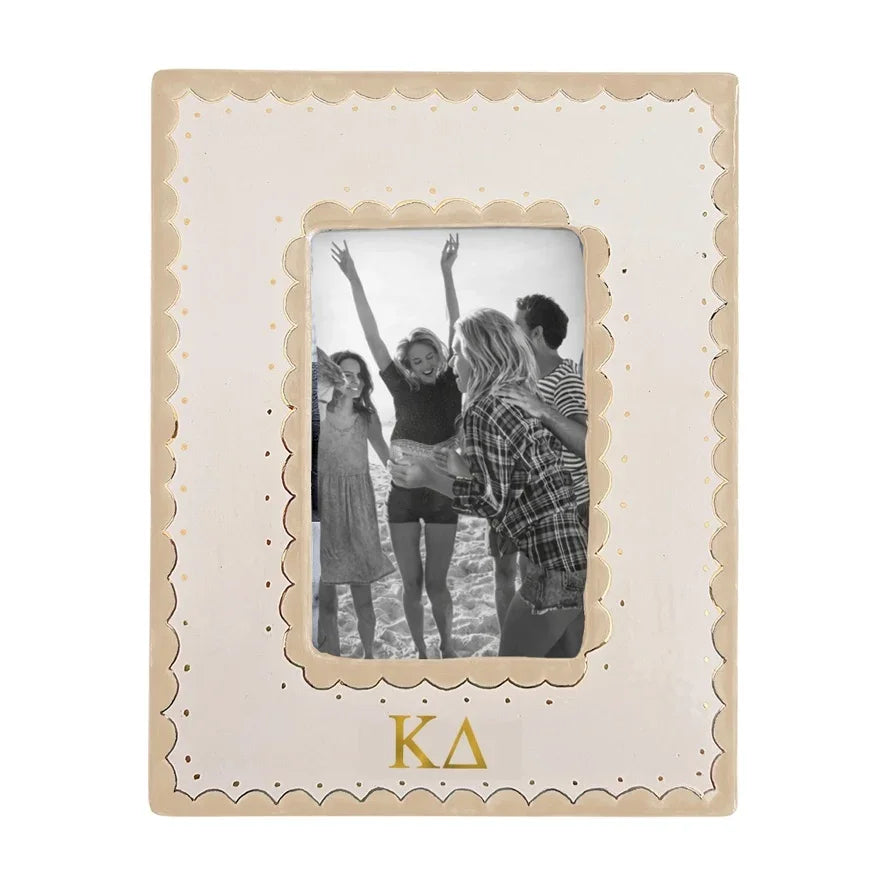 Kappa Delta Scallop Monogrammed Picture Frame Tan