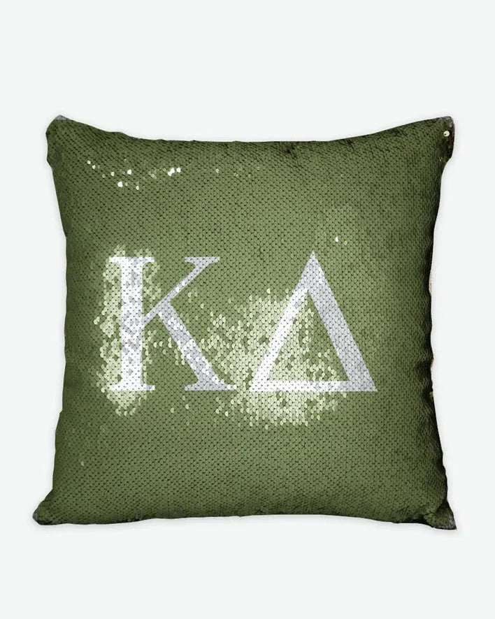 Kappa Delta Sequin Pillow Cover Greek Letters | Kaydee Dorm Decor