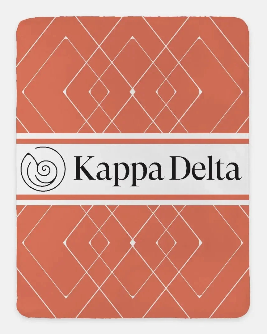 Kappa Delta XL 60x80 Sherpa Throw Blanket - Diamond Pattern Confident Coral Throw Blankets