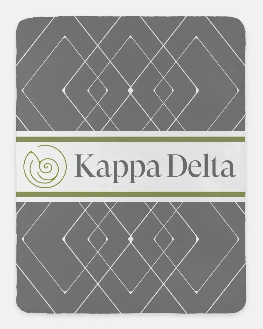 Kappa Delta XL 60x80 Sherpa Throw Blanket - Diamond Pattern Soft Gray Throw Blankets