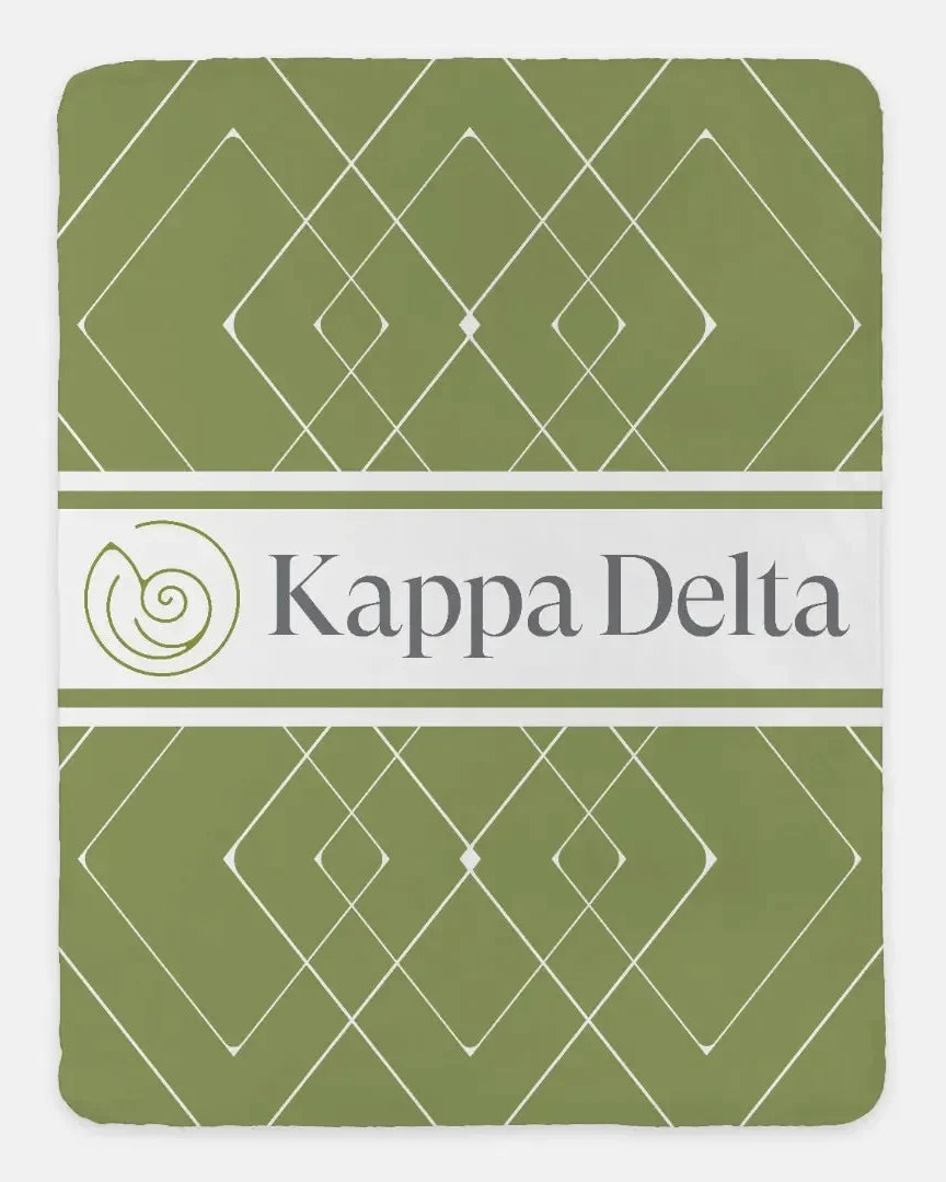 Kappa Delta XL 60x80 Sherpa Throw Blanket - Diamond Pattern Olive Throw Blankets