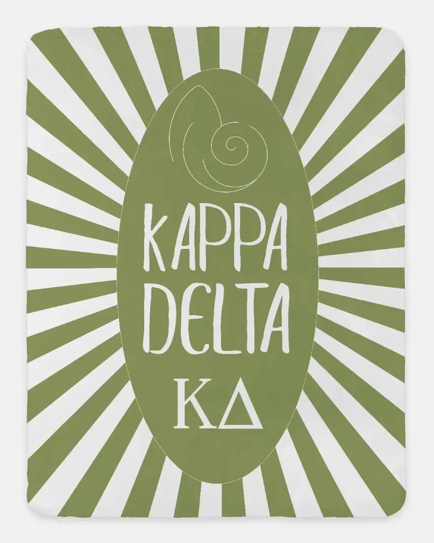 Kappa Delta Starburst XL 60x80 Sherpa Throw Blanket Olive Throw Blankets