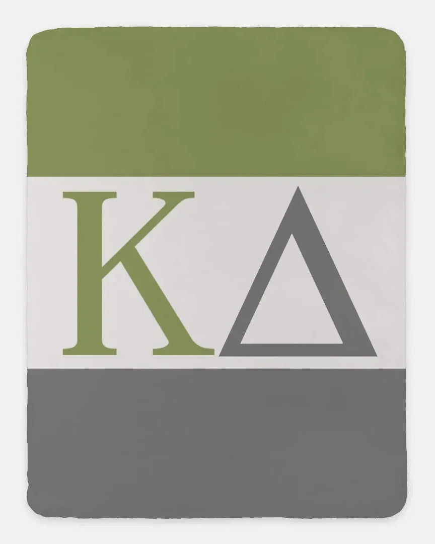 Kappa Delta XL 60x80 Sherpa Throw Blanket - Color Block Olive Throw Blankets