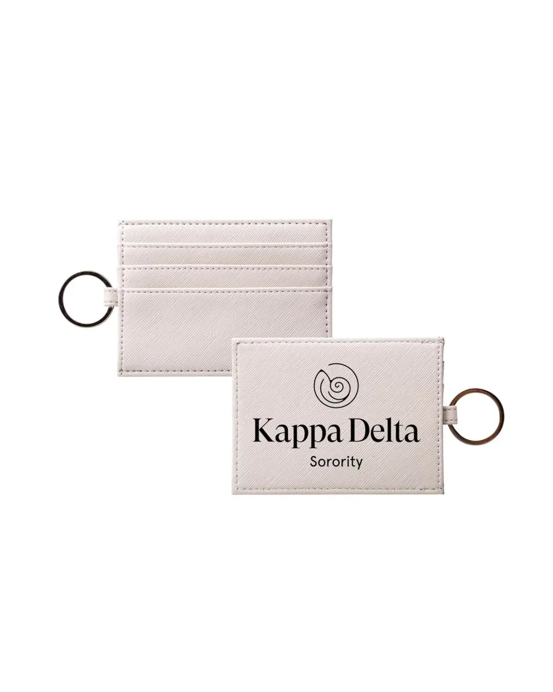 Kappa Delta Traditional Vegan Saffiano Leather Keychain Card Holder Black Travel Wallet