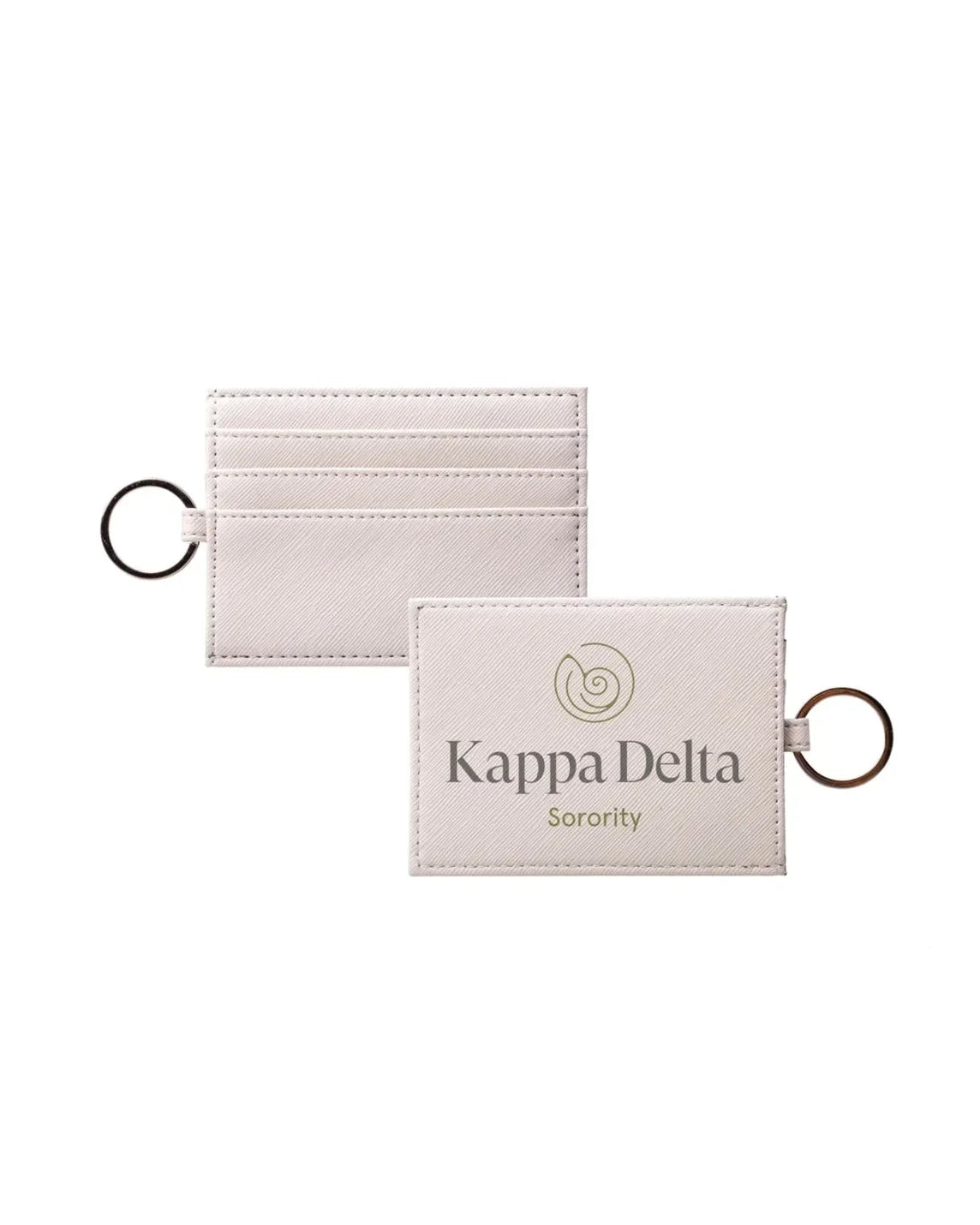 Kappa Delta Traditional Vegan Saffiano Leather Keychain Card Holder Full Color Travel Wallet