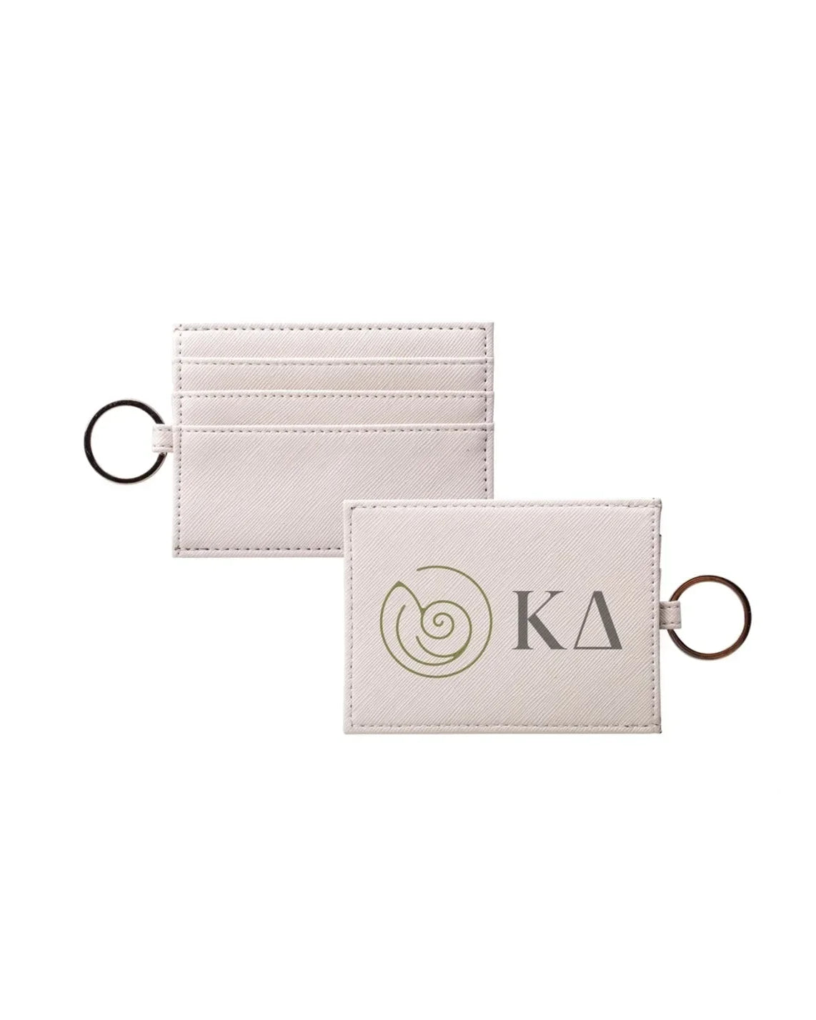 Kappa Delta Vegan Saffiano Leather Keychain Card Holder - Greek Letters Full Color Travel Wallet